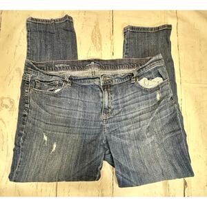 Liz Claiborne Women Size 16 Blue City Fit Straight Leg Cotton Blend Stretch Jean